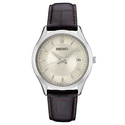 Pre-owned Seiko Essentials Leather Strap Watch