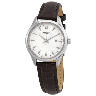 Seiko Essentials Noble Quartz Silver Dial Ladies Watch Sur427 In Brown