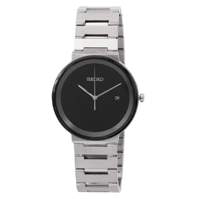 Seiko Essentials Quartz Black Dial Men's Watch Sur485 In Gray