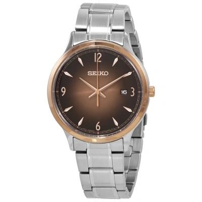 Seiko Essentials Quartz Brown Dial Stainless Steel Men's Watch Sgeh90