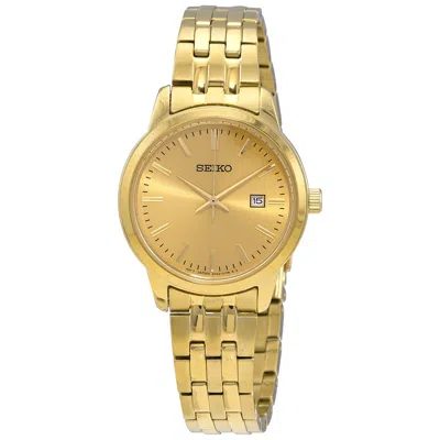 Seiko Essentials Quartz Champagne Dial Ladies Watch Sur444 In Gold