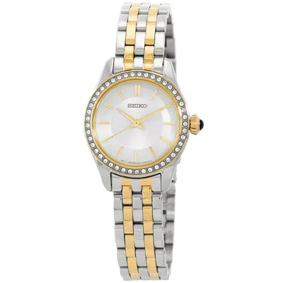 Seiko Essentials Quartz Crystal White Dial Two-tone Ladies Watch Sur540p1 In Metallic