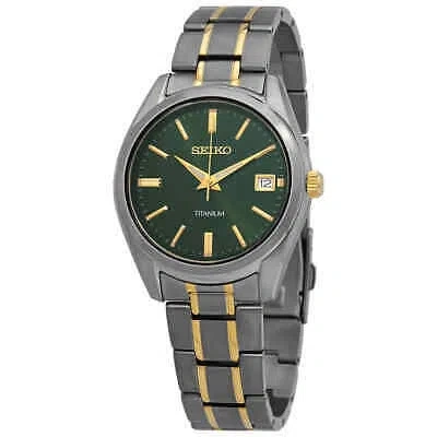 Pre-owned Seiko Essentials Quartz Green Dial Men's Watch Sur377
