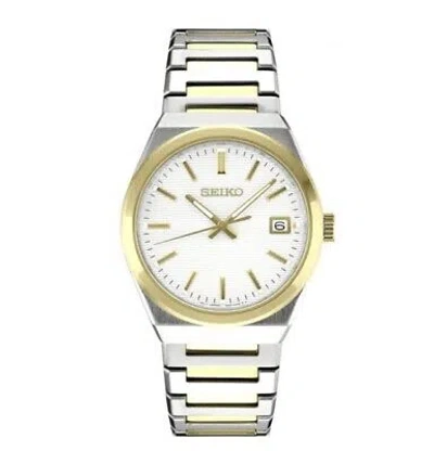 Pre-owned Seiko Essentials Quartz White Dial Two-tone Stainless Steel Men's Watch Sur558