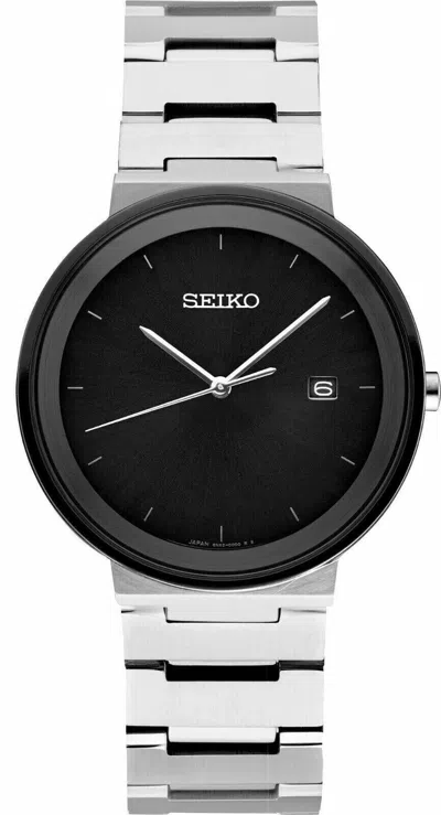 Pre-owned Seiko Essentials Sur485 Black Sunray Dial 3 Atm 40.6mm Men's Watch