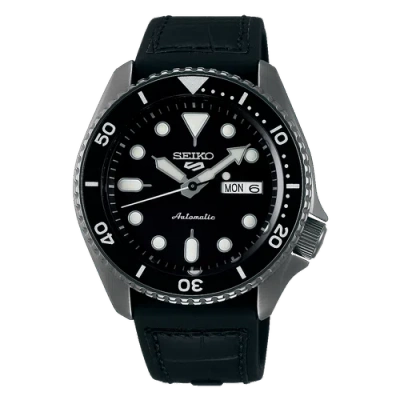 Pre-owned Seiko Genuine Black Leather Silicone Strap Automatic Men's Watch Srpd65k3 Us4