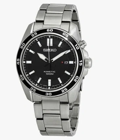 Pre-owned Seiko Kinetic Black Dial Stainless Steel Men's Watch Ska785p1