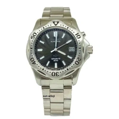 Pre-owned Seiko Kinetic Skh163 Stainless Watch Black Dial Skh163p1 Vintage 100m Skh163p1