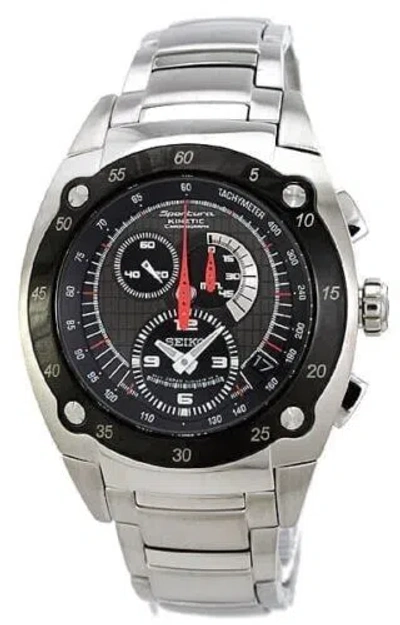 Pre-owned Seiko Kinetic Snl043p1 Sportura Quartz Chronograph Tachymeter Men Watch Snl043