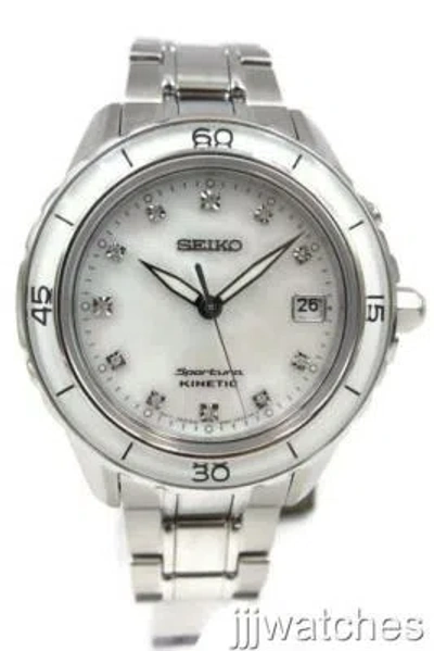 Pre-owned Seiko Kinetic Sportura Mother Of Pearl Women Date Dress Watch Ska881 $575