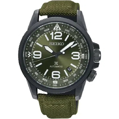 Pre-owned Seiko Land Prospex Srpc33k1 Automatic Watch Nylon Strap Green Dial 4r35 Compass