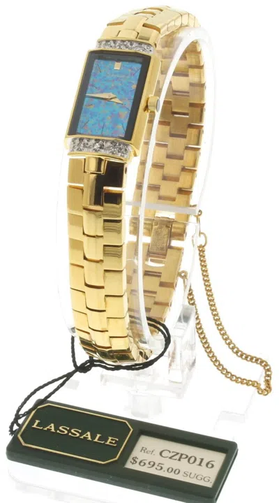 Pre-owned Seiko Lassalle By  Gold Tone Bracelet Turquoise Dial Genuine Diamonds Czp016