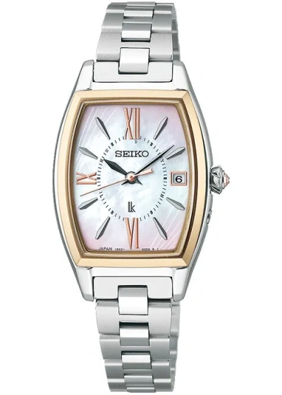 Pre-owned Seiko Lukia Garnet Glow Ssqw076 Women's Watch Solar Radio Tonneau Titanium 2023