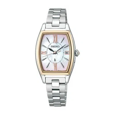 Pre-owned Seiko Lukia Grow Ssqw076 Titanium Radio Solar Watch Mop Dial Garnet Glow 24.6mm