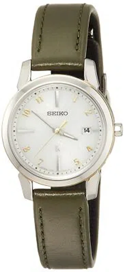 Pre-owned Seiko Lukia I Collection Ssqv096 Titanium Solor Radio Women's Watch Leather Band