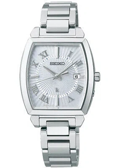 Pre-owned Seiko Lukia I Collection Ssqw057 Silver Titanium Solar Women's Watch In Box In White Dial