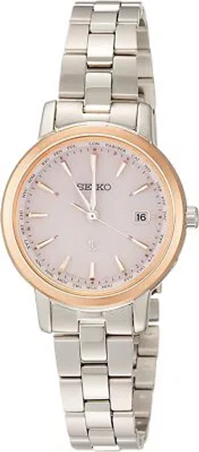 Pre-owned Seiko Lukia Ssvv074 Pink Dial Elegant Solor Radio Women's Watch