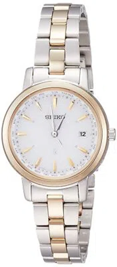 Pre-owned Seiko Lukia Ssvv076 Silver Dial Elegant Solor Radio Women's Watch Stainless