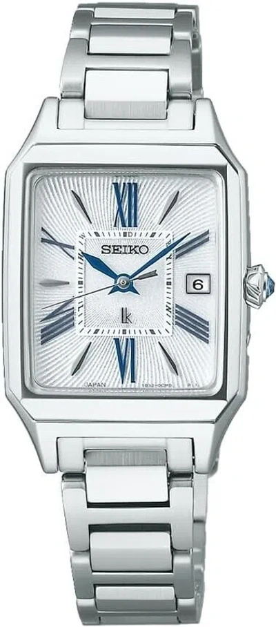 Pre-owned Seiko Lukia Ssvw209 Grow Solar White Square Watch Women Sapphire Glass Gift