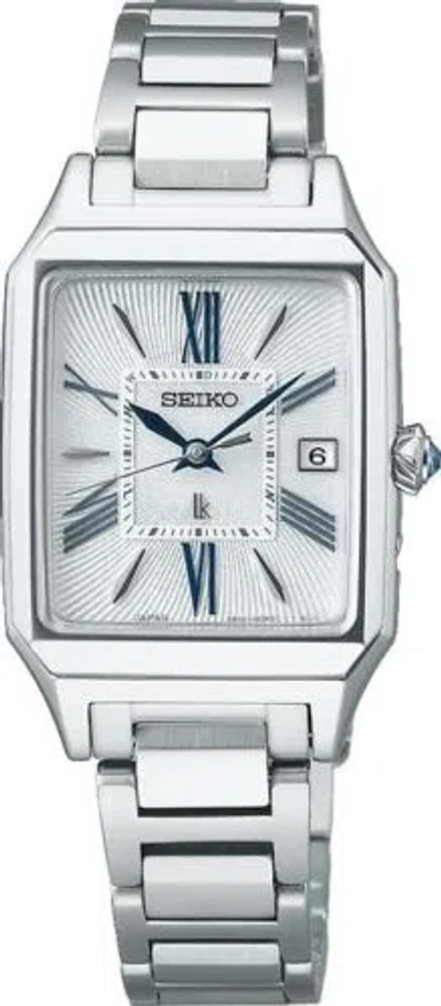 Pre-owned Seiko Lukia Ssvw209 White Square Grow Calla Lily Watch Women Box
