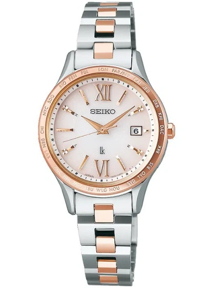 Pre-owned Seiko Lukia Standard Ssvv082 Women's Wristwatch World Time Pink Gold 2023