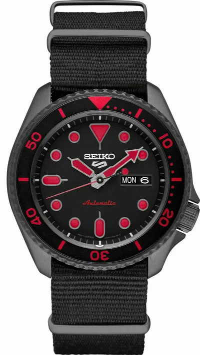 Pre-owned Seiko Men's 5 Automatic Black Dial Nylon Strap Men's Watch Srpd83
