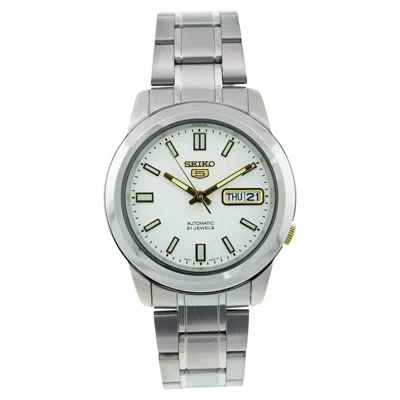 Seiko Men's 5 Silver Dial Watch In Metallic