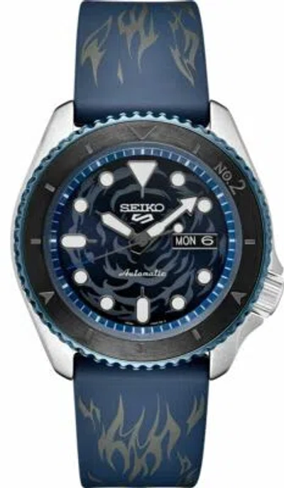 Pre-owned Seiko Men 5 Sports Automatic Blue Rubber Strap Limited Edition Watch Srph 71