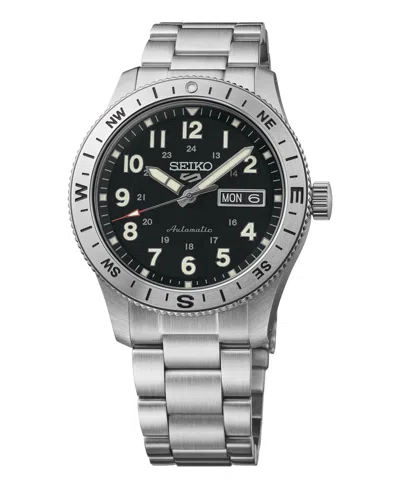 Seiko Men's 5 Sports Automatic Field Stainless Steel Bracelet Watch, 41mm In Black