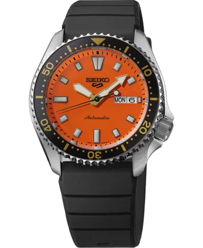 Seiko Men's 5 Sports Black Silicone Watch, 42.5mm