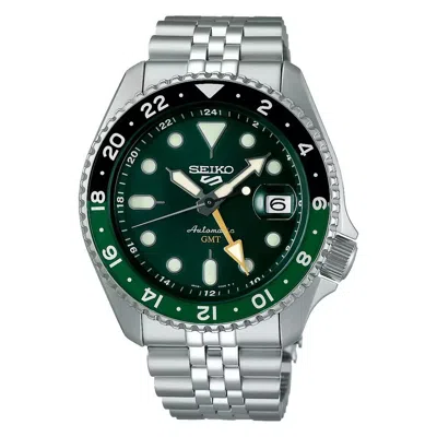 Pre-owned Seiko Men's 5 Sports Gmt Automatic Green Dial Watch Ssk035