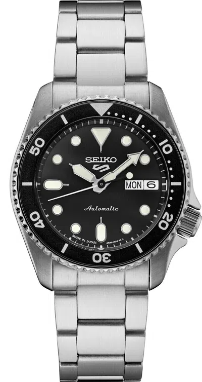 Pre-owned Seiko Men's 5 Sports Skx Midi Black Stainless Steel Automatic Men's Watch Srpk29