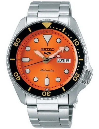 Pre-owned Seiko Men's 5 Sports Skx Sports Style St Steel Mint Orange Dial Watch Srpk35