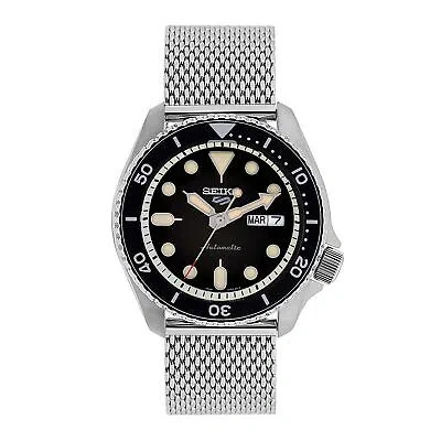 Pre-owned Seiko Men's Analogue Automatic Watch With Stainless Steel Strap Srpd73k1 In Black