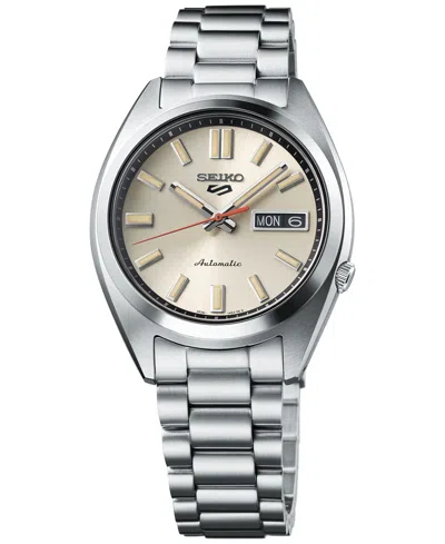 Seiko Men's Automatic 5 Sports Midsize Stainless Steel Bracelet Watch 37mm In Ivory