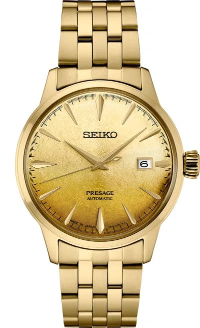 Pre-owned Seiko Men's Automatic Presage Cocktail Time Gold-tone Watch Srpk46