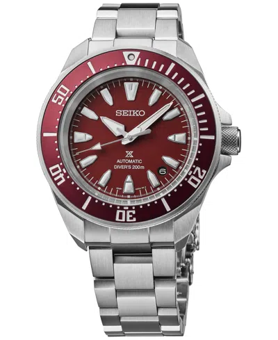 Seiko Men's Automatic Prospex Diver Stainless Steel Bracelet Watch 42mm In Red