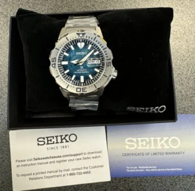Pre-owned Seiko Men's Automatic Prospex Monster Blue -green Dial Watch Srph75 Japan