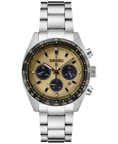 Seiko Men's Chronograph Solar Prospex Speedtimer Stainless Steel Bracelet Watch 39mm In Silver