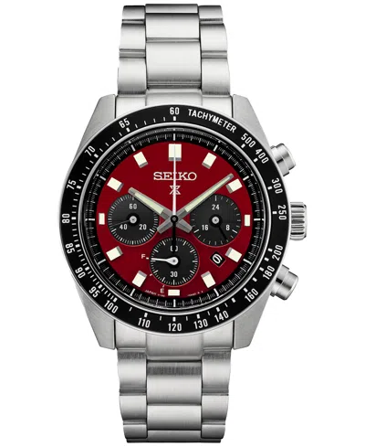 Seiko Men's Chronograph Solar Prospex Speedtimer Stainless Steel Bracelet Watch 41mm In Silver