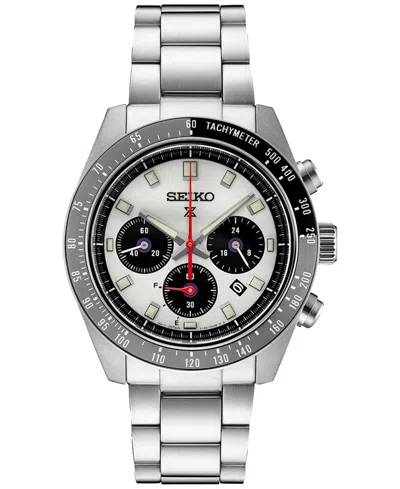 Seiko Men's Chronograph Solar Prospex Speedtimer Stainless Steel Bracelet Watch 41mm In Multi