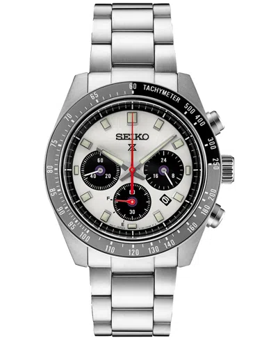 Seiko Men's Chronograph Solar Prospex Speedtimer Stainless Steel Bracelet Watch 41mm In Silver