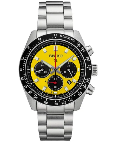 Seiko Men's Chronograph Solar Prospex Speedtimer Stainless Steel Bracelet Watch 41mm In Silver
