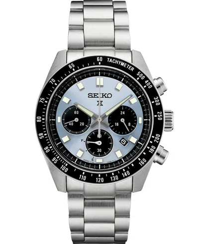 Seiko Men's Chronograph Solar Prospex Speedtimer Stainless Steel Bracelet Watch 41mm In Silver