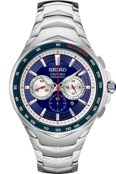 Pre-owned Seiko Men's Coutura Chronograph Steel Bracelet Watch Srwz21