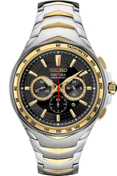 Pre-owned Seiko Men's Coutura Chronograph Two-tone Steel Bracelet Watch Srwz26