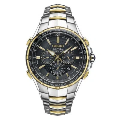 Pre-owned Seiko Men's Coutura Radio Sync Solar Chronograph Two Tone Steel Watch Ssg010