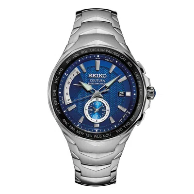 Pre-owned Seiko Men's Coutura Radio Sync Solar World Time Stainless Steel Watch Ssg019