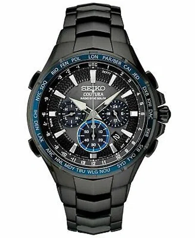 Pre-owned Seiko Men's Coutura Solar Chronograph Black Dial Watch Ssg021