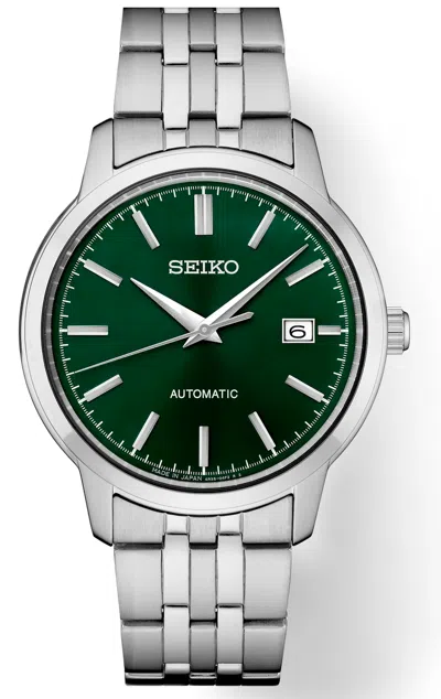 Pre-owned Seiko Men Essentials Automatic Green Sunray Dial Steel Bracelet Watch Srph89